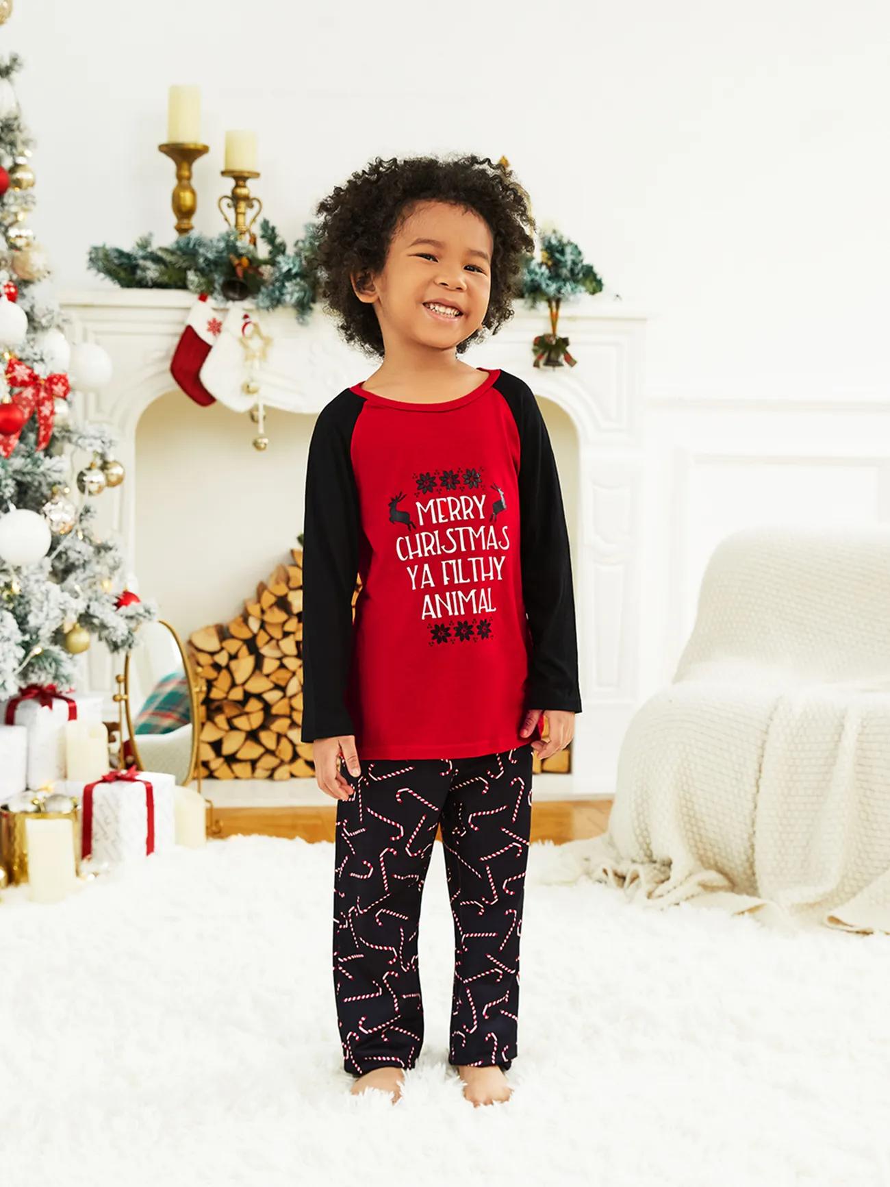 Christmas Theme Letter Print Family Matching Pajama Set Kids