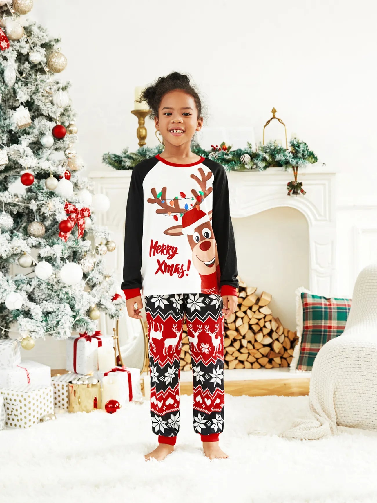 Reindeer Family Matching Christmas Pajama Set Kids