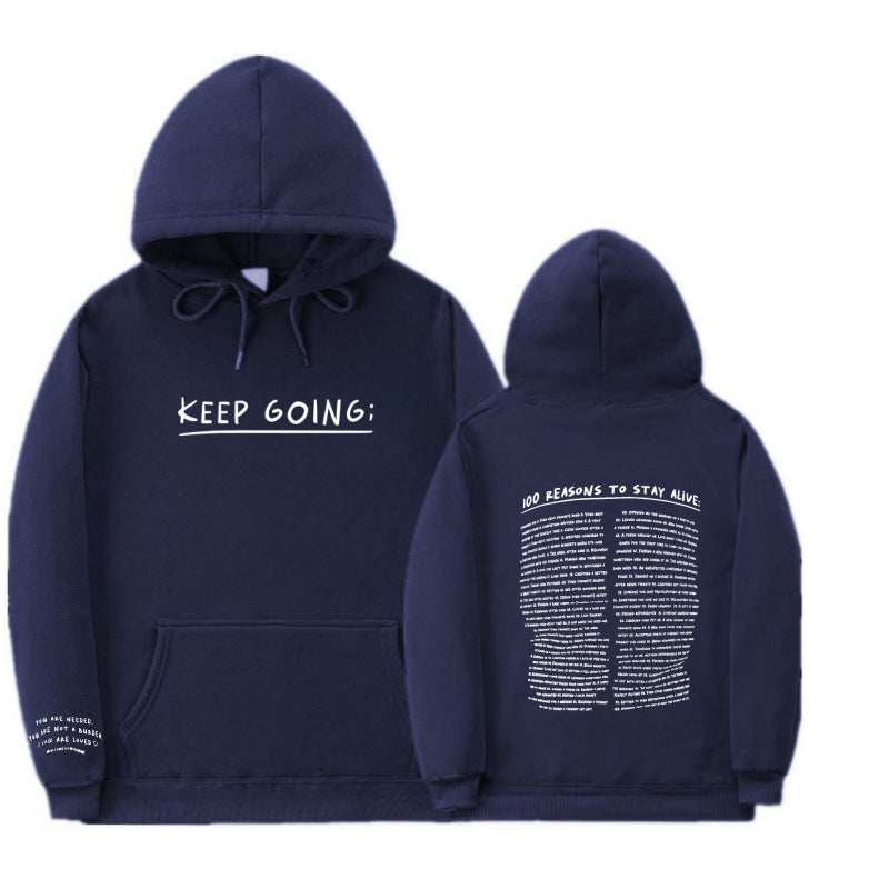 100 Reasons To Keep Going Hoodie Navy Blue