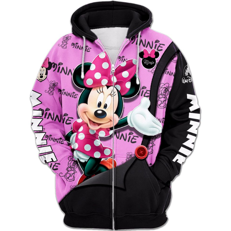 Minnie Mouse Text Print Hoodie And Leggings Set