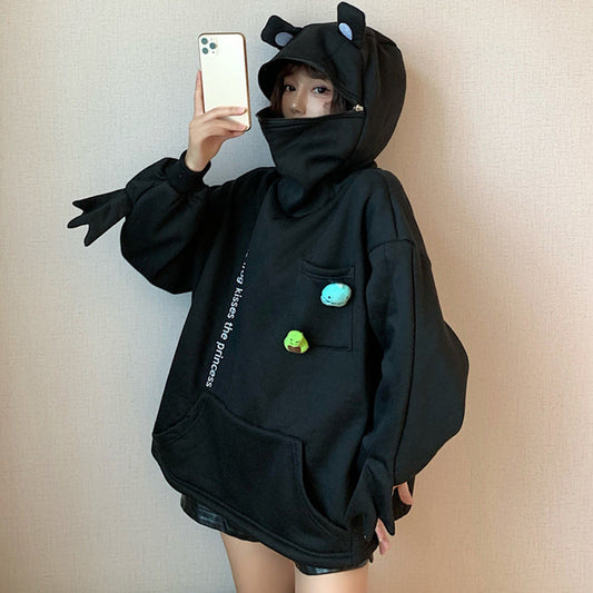 The Frog Hoodie Black