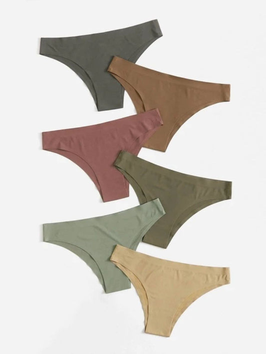 Pack Of 6 Solid No Show Panty Set XL