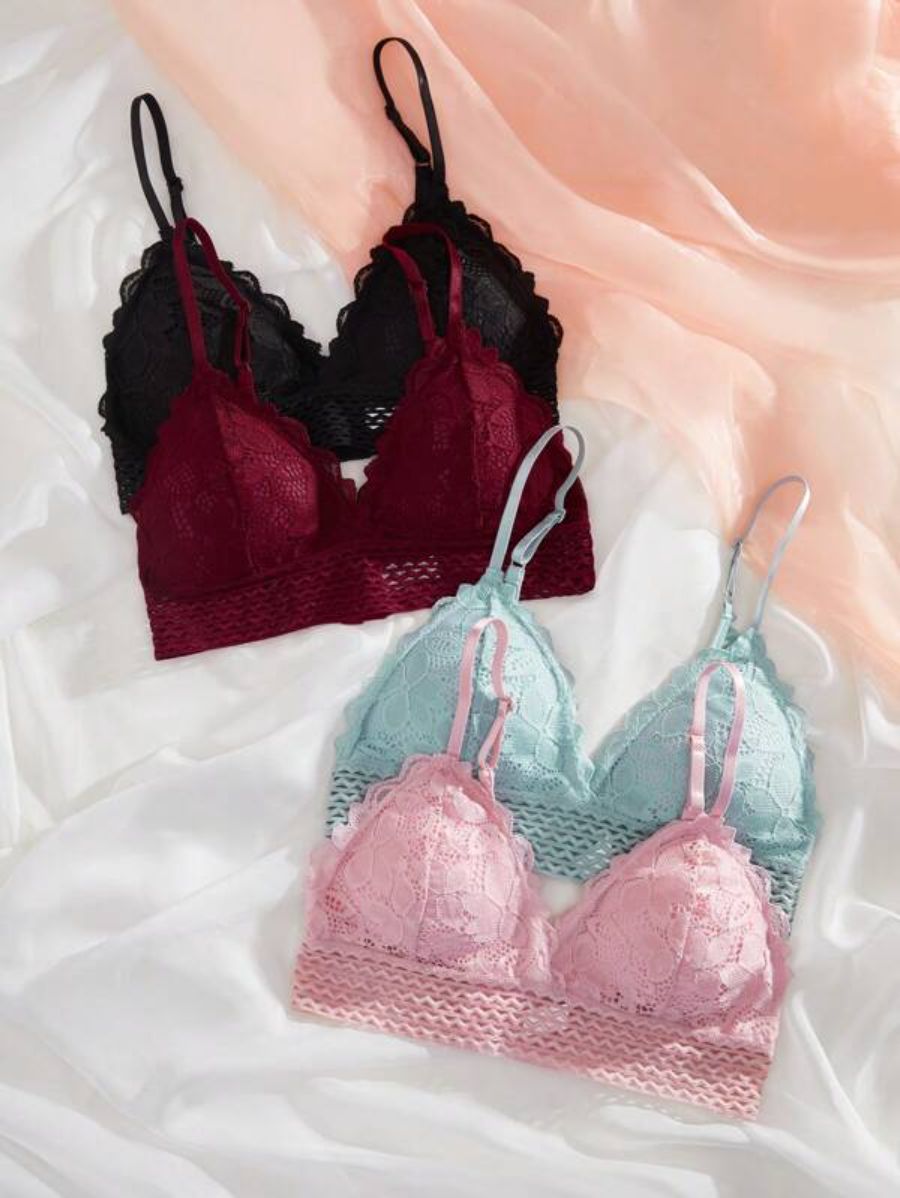 Pack Of 4 Floral Pattern Bra Set