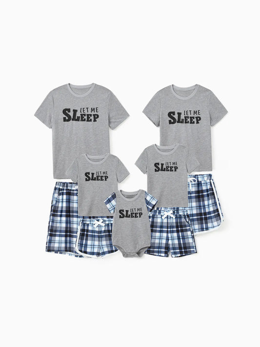 Let Me Sleep Print Family Pajama Set With Plaid Shorts Baby 3M