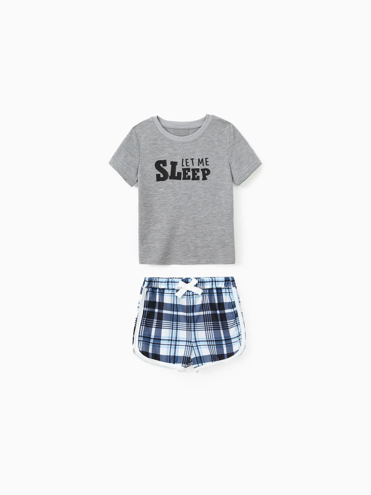 Let Me Sleep Print Family Pajama Set With Plaid Shorts Girl