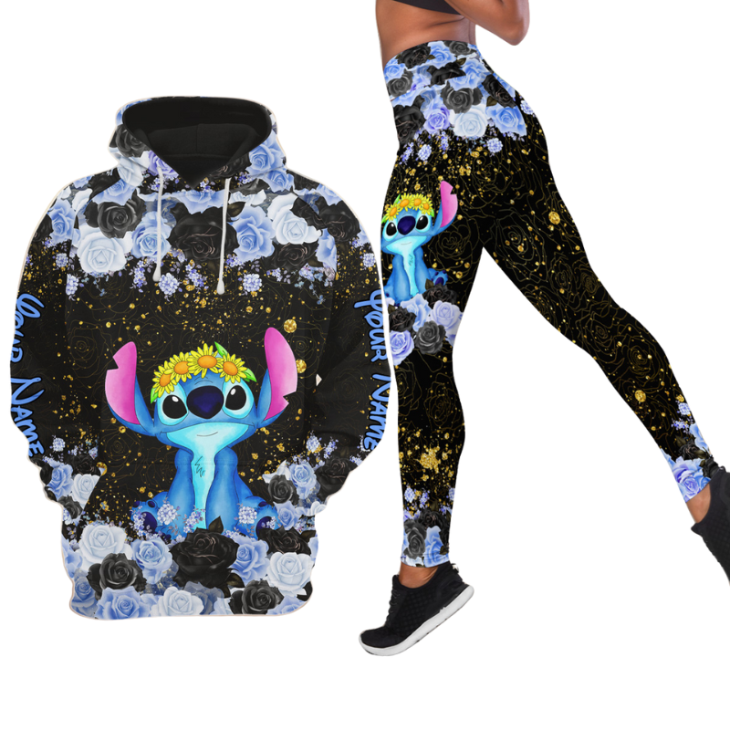 Custom Floral Character Hoodie And Leggings Set Hoodies And Leggings