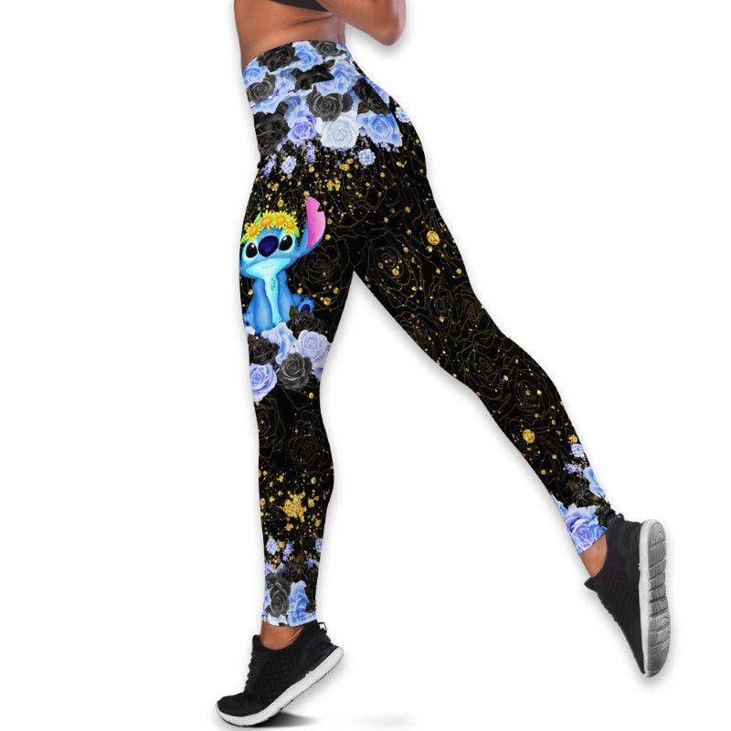 Custom Floral Character Hoodie And Leggings Set