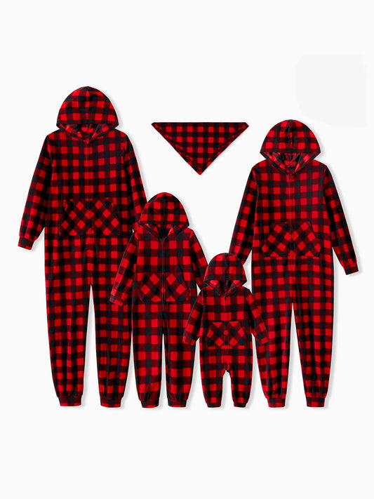 Family Matching Plaid Zipper Hooded Pajamas Set Baby 3M