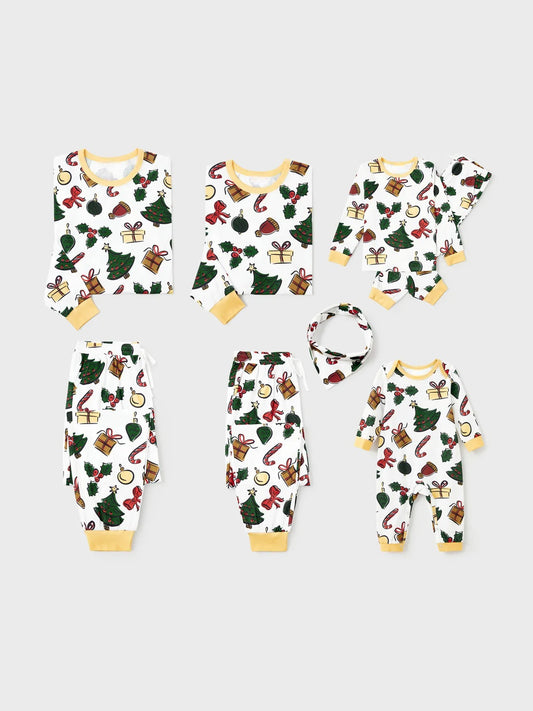 Christmas Tree And Gift Print Family Pajamas Set