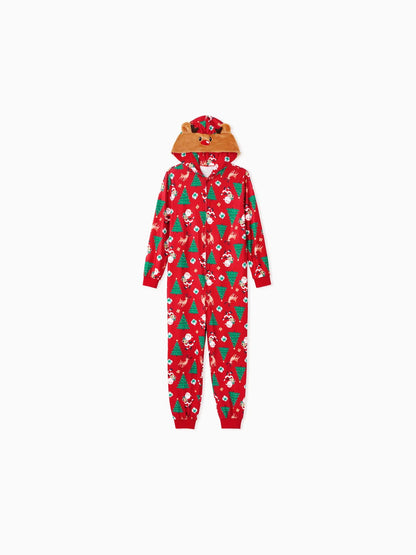 3D Reindeer Hooded Christmas Family Pajama Set Women