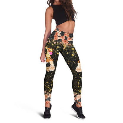 Customizable Tigger Rose Glitter Hoodie And Leggings Set Leggings