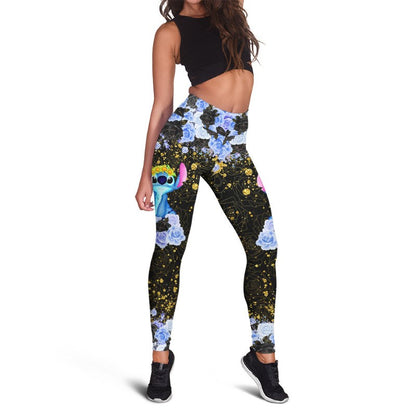 Custom Floral Character Hoodie And Leggings Set Leggings