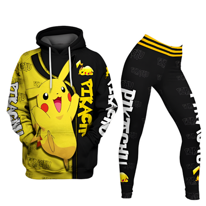 Pikachu Design Hoodie And Leggings Set Hoodies And Leggings