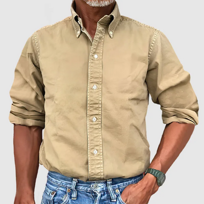 Timeless Design Classic Button Up Shirt Khaki