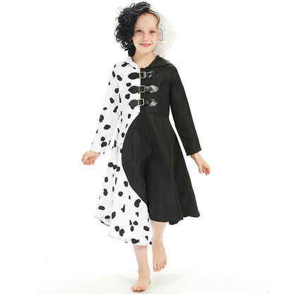 Kids Cruella Cosplay Costume Dress