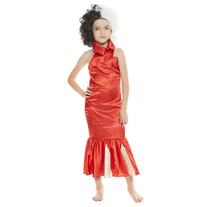 Kids Cruella Cosplay Costume Dress