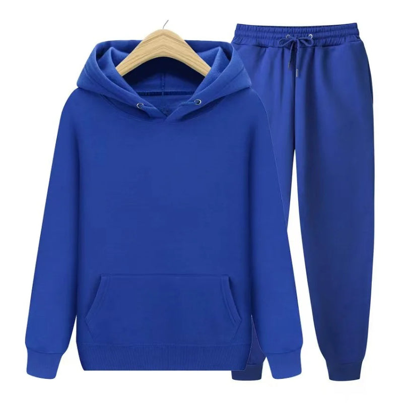 2 Pieces Hooded Tracksuit Sets Blue