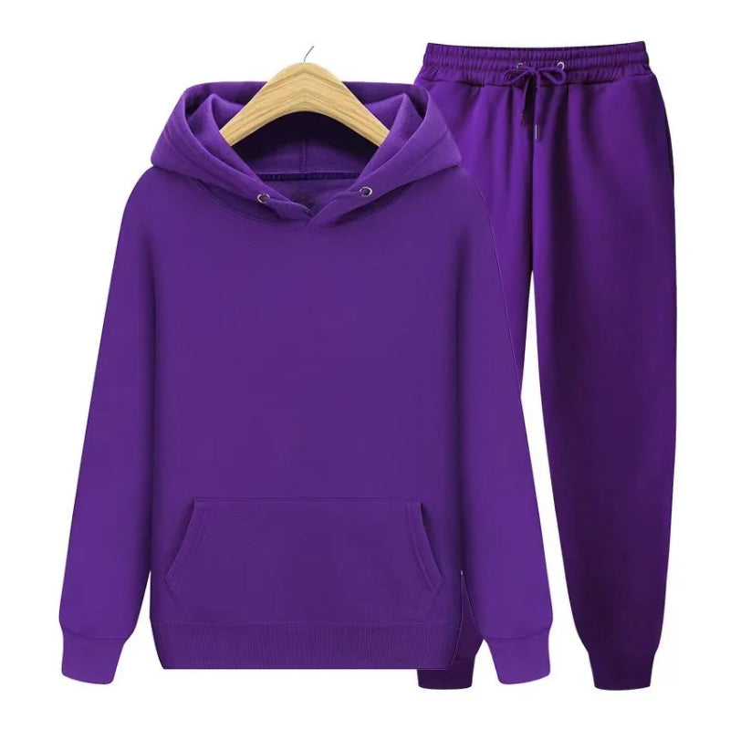 2 Pieces Hooded Tracksuit Sets Purple