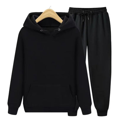 2 Pieces Hooded Tracksuit Sets Black