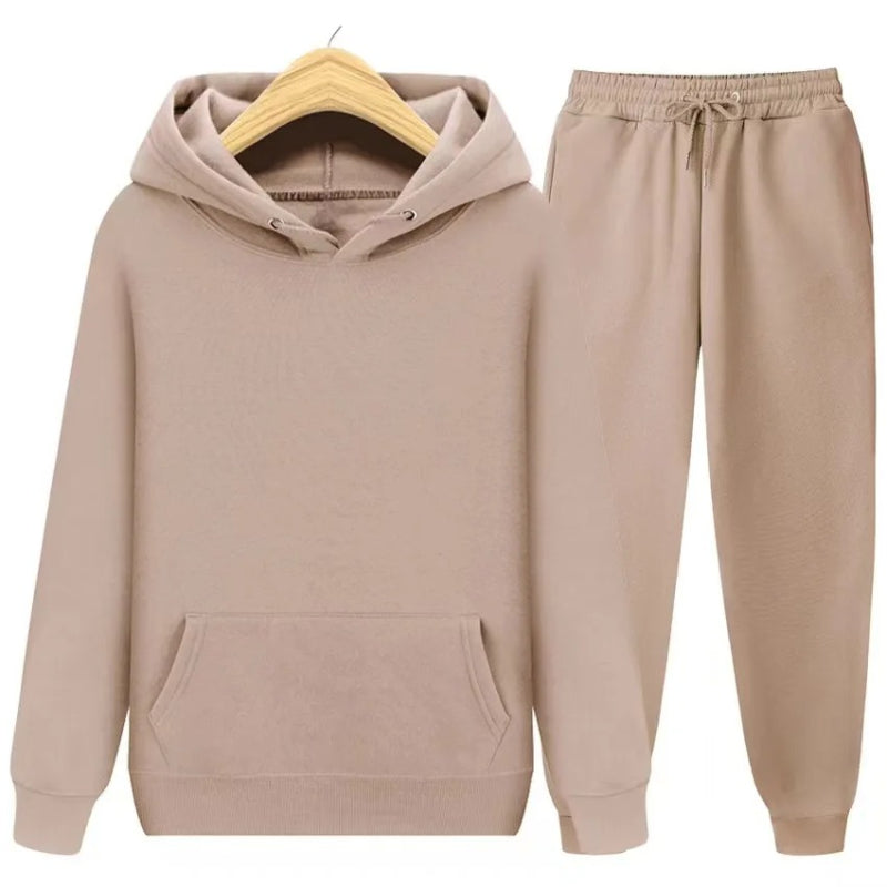 2 Pieces Hooded Tracksuit Sets Khaki