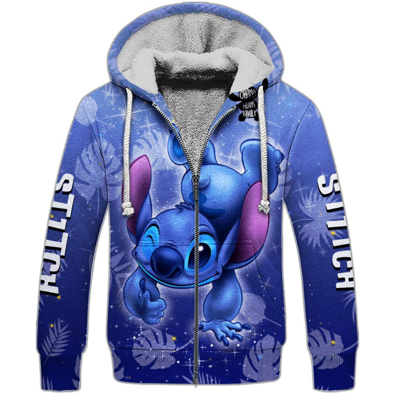 Stitch Ohana Castle Glitter Hoodie And Leggings Combo Fleece Zipper Hoodies