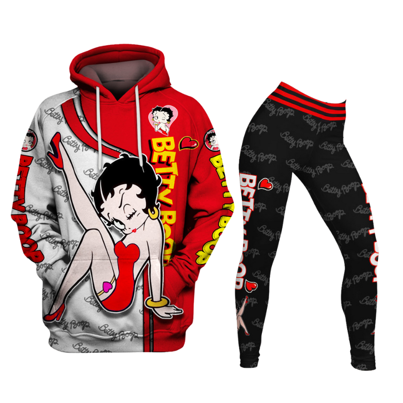 Betty Boop Pattern Hoodie And Leggings Set Hoodies And Leggings