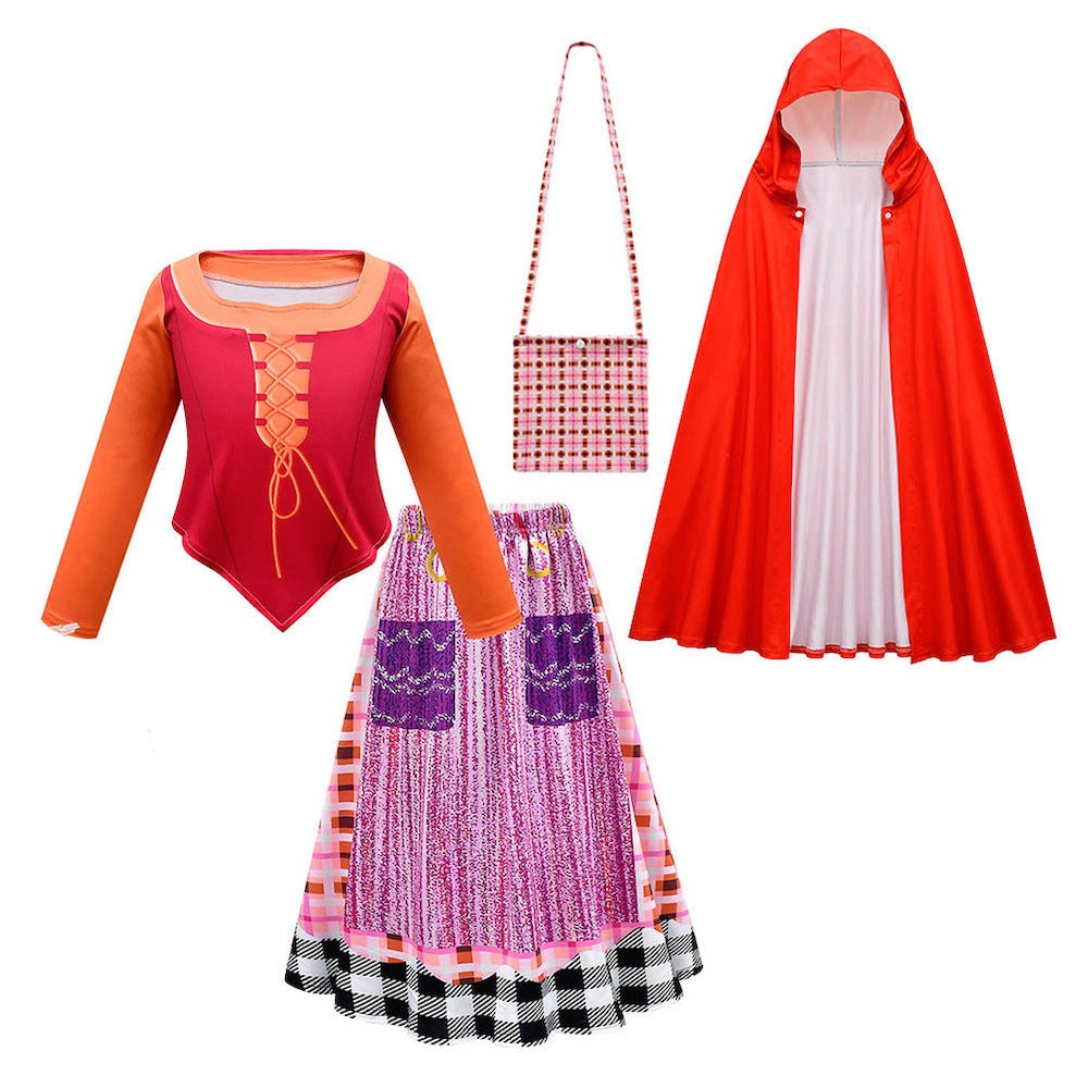 4 Piece Hocus Pocus Dress Mary Sanderson Cosplay Costume Set