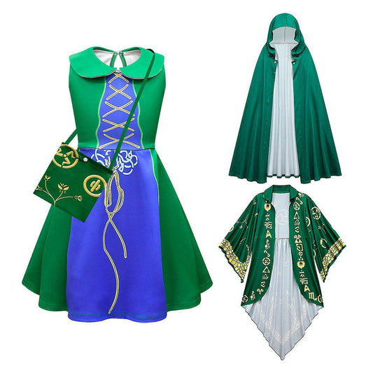 4 Piece Hocus Pocus Winifred Sanderson Cosplay Costume Outfits Set