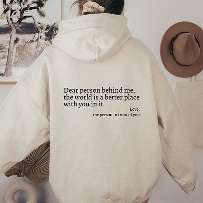 Dear Person Behind Me Hoodie Beige