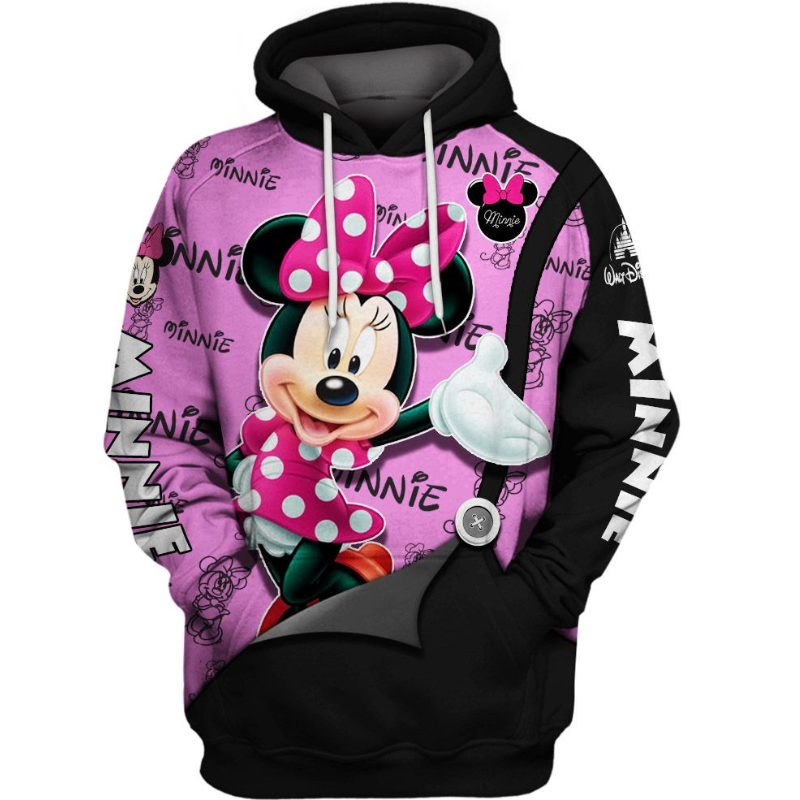 Minnie Mouse Text Print Hoodie And Leggings Set