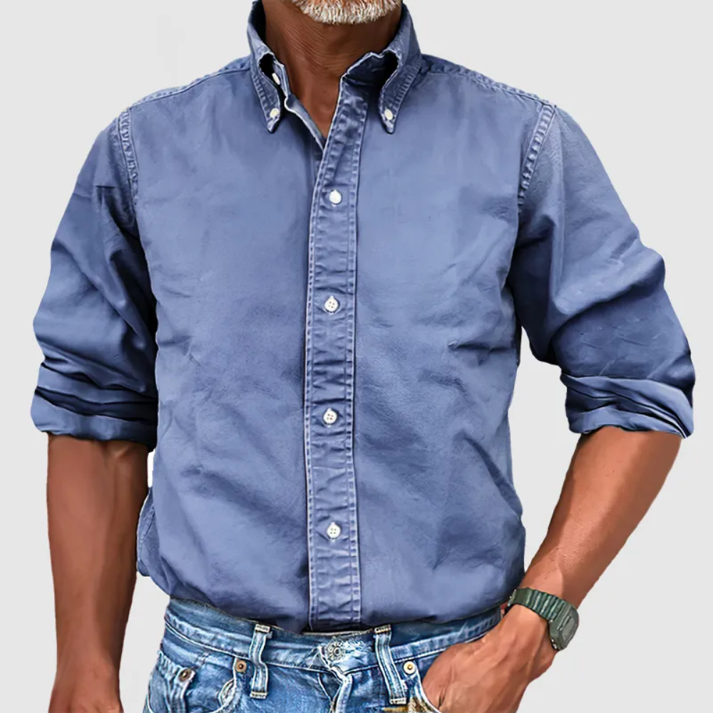 Timeless Design Classic Button Up Shirt Blue