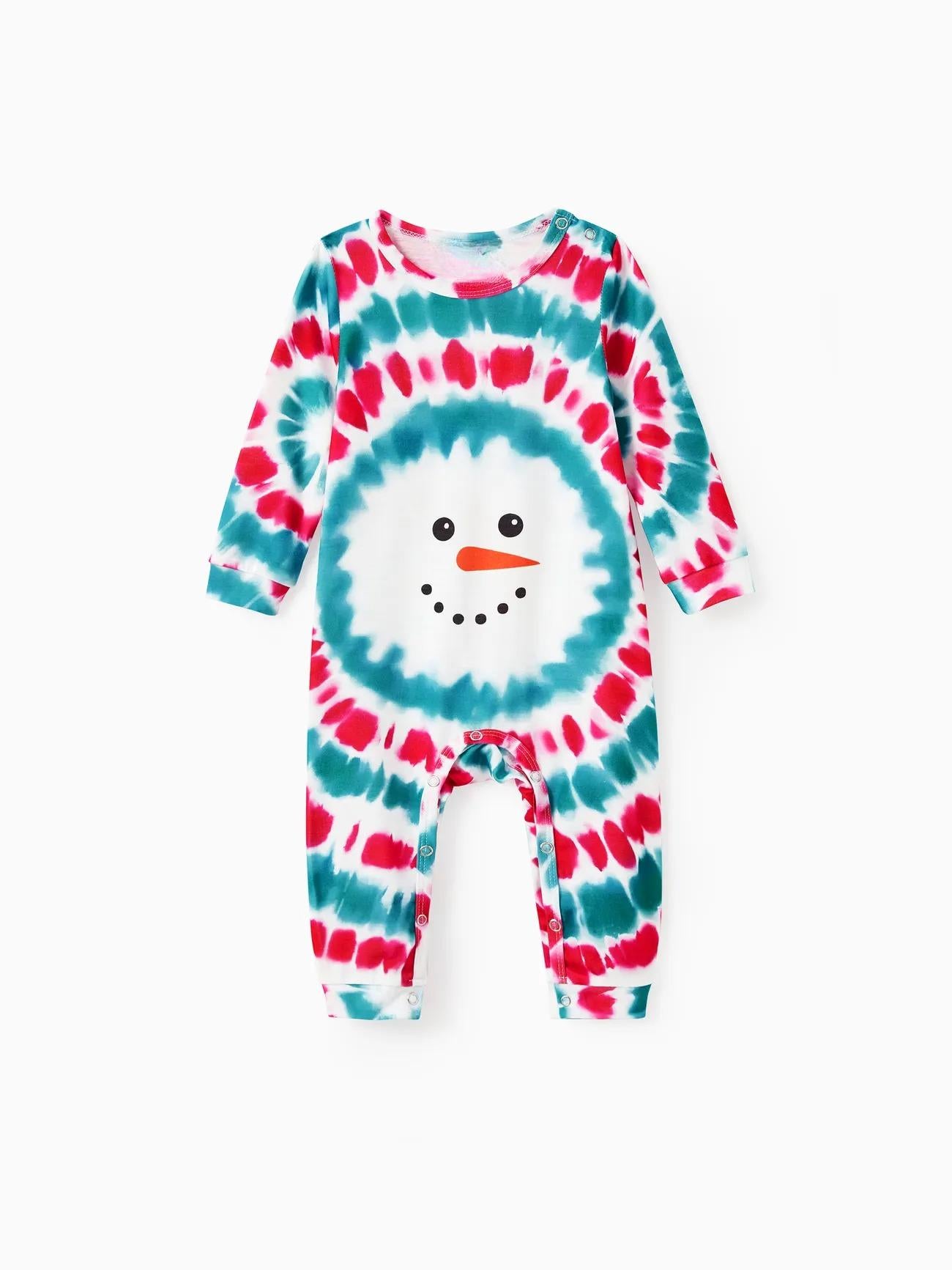 Matching Family Christmas Pajama Set With Snowman Print Baby