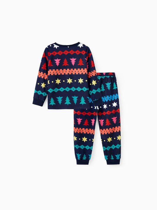 Christmas Family Matching Xmas Tree And Star Fair Isle Pajama Set Kids