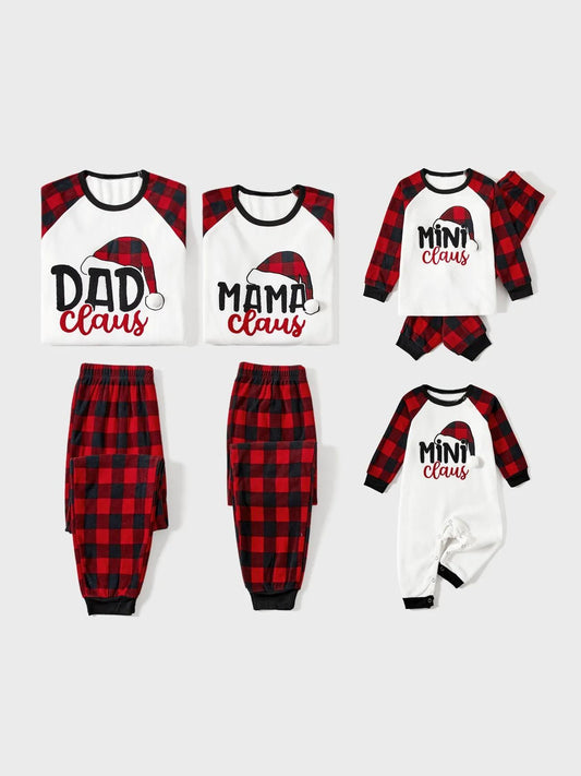 Family Matching Santa Claus Themed Top And Plaid Pajama Set Baby 3M