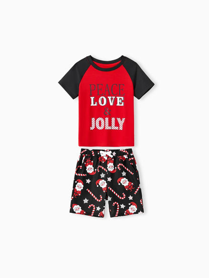 Letter Printed Family Matching Holiday Pajama Set Kids