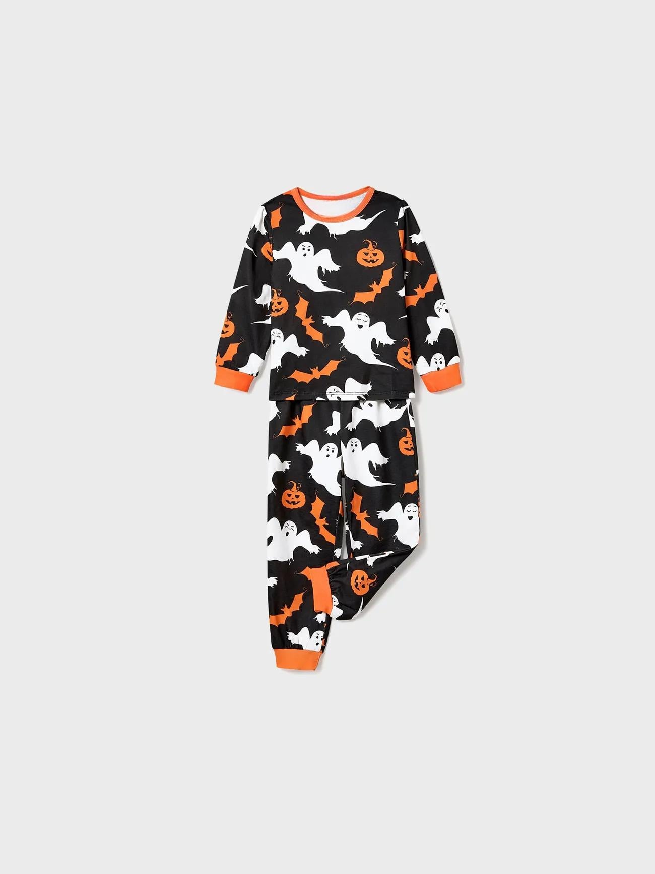 Halloween Family Matching Letter And Pumpkin Print Pajama Sets Kids