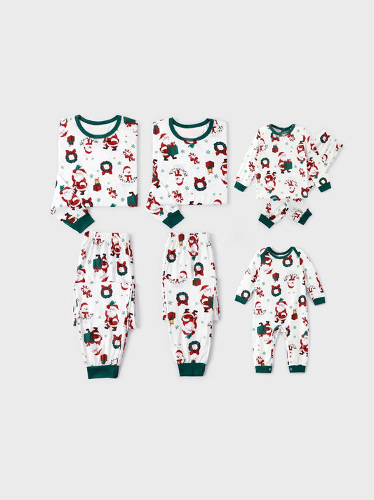 Christmas Family Matching Santa And Wreaths Print Pajama Set Baby 3M