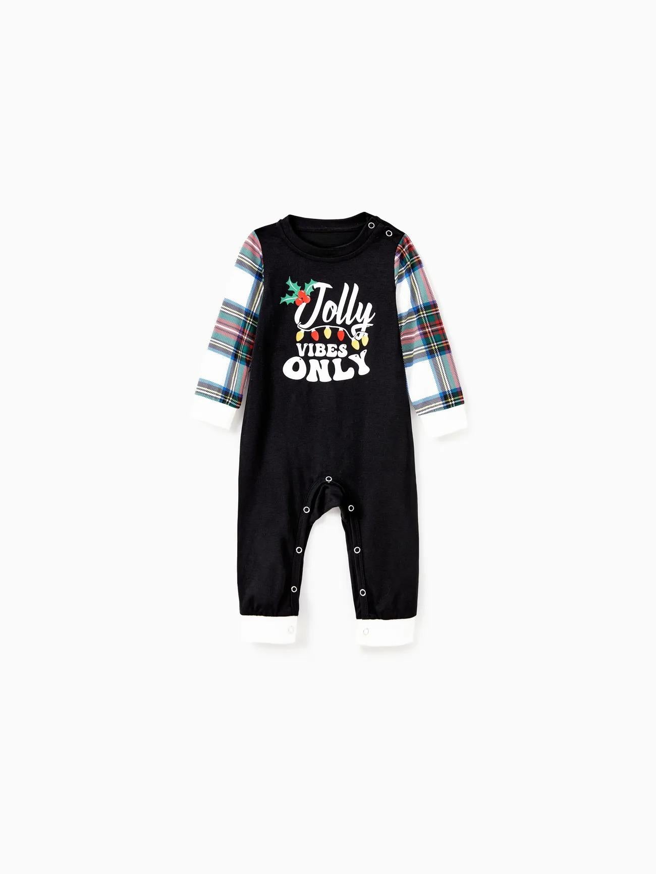 Christmas Family Matching Jolly Vibes Printed Top And Pajama Set Baby