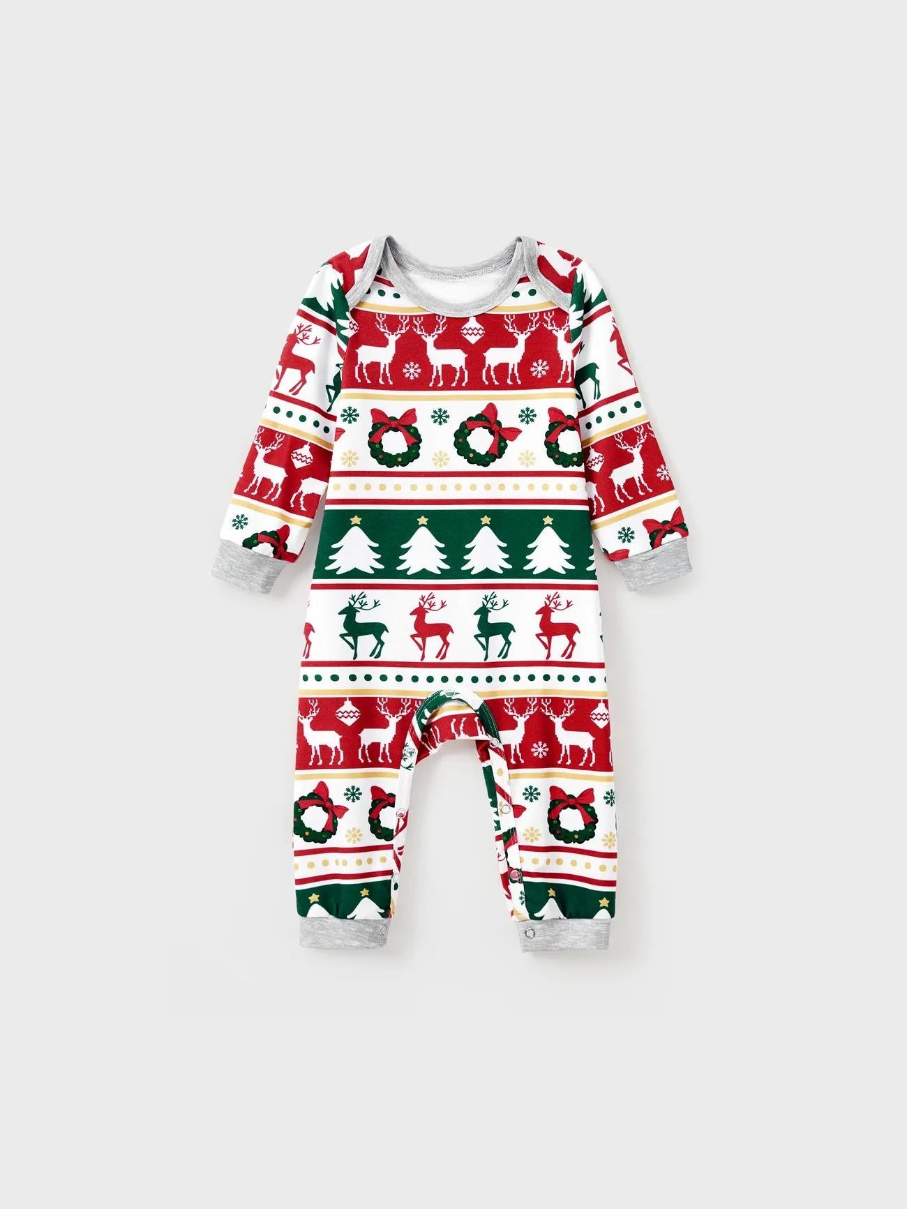 Printed Christmas Theme Family Matching Top And Pajama Set Baby