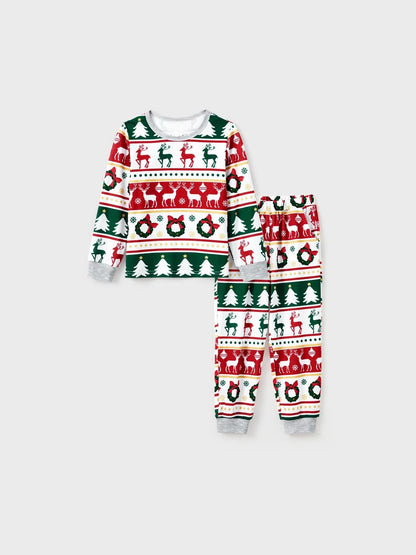 Printed Christmas Theme Family Matching Top And Pajama Set Kids