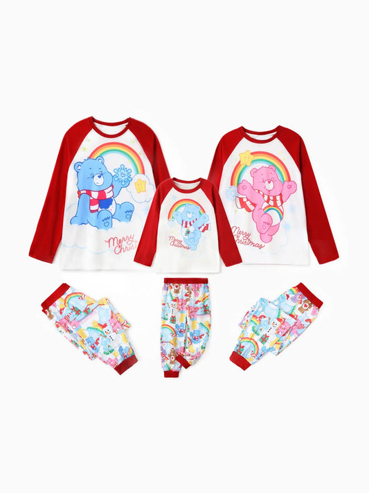 Family Matching Christmas Bear Pajama Set With Rainbow Print Woman S