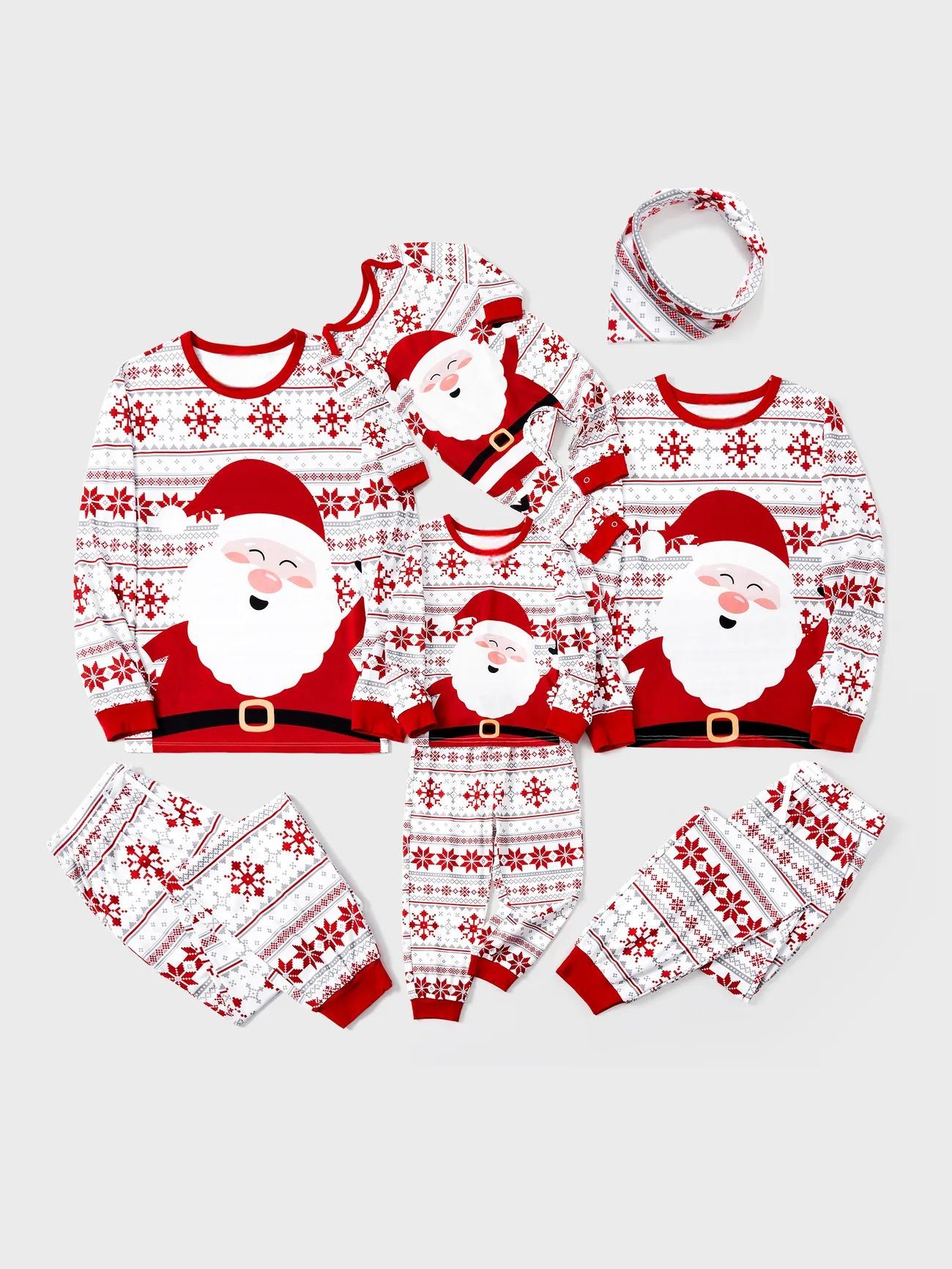 Santa Print Christmas Pajamas Set For Family With Drawstrings Baby 3M