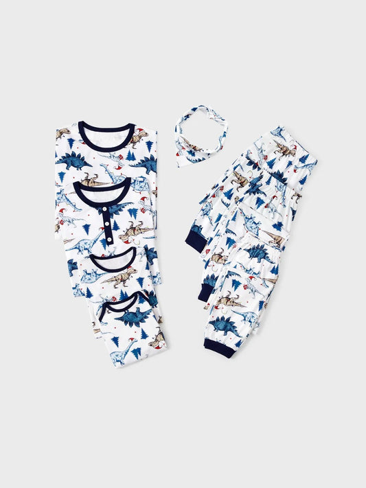 Matching Family Dinosaur Print Pajama Set With Button Detailing Baby 3M