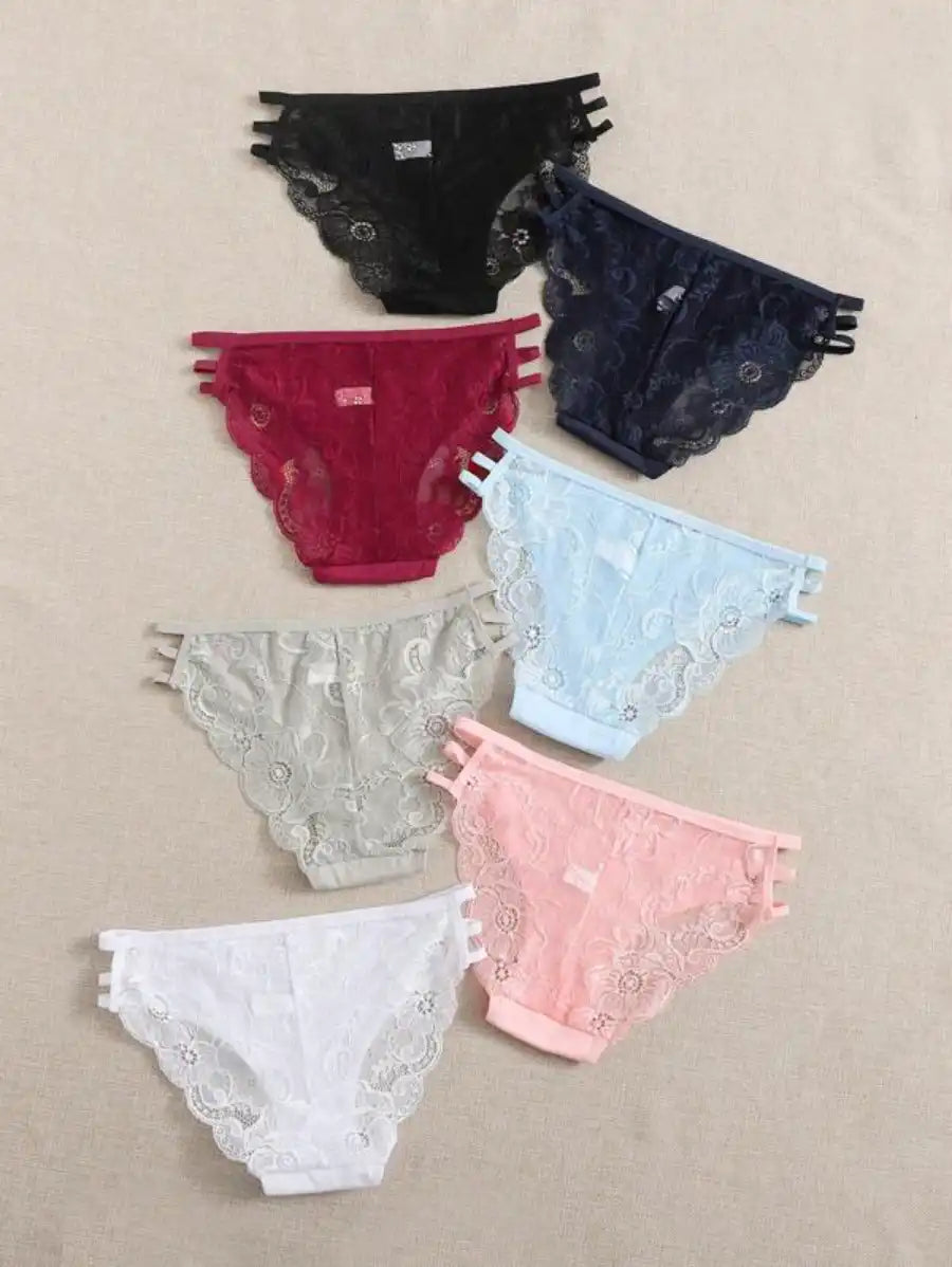 7 Piece Printed Detail Panty Set L