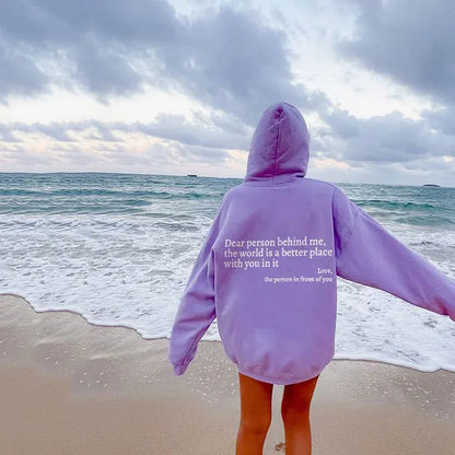 Dear Person Behind Me Hoodie Purple