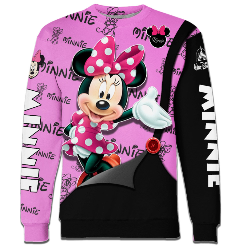 Minnie Mouse Text Print Hoodie And Leggings Set Sweatshirt