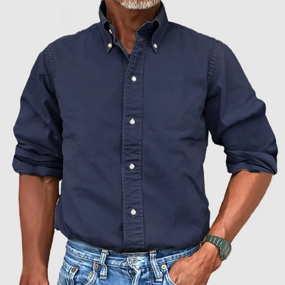 Timeless Design Classic Button Up Shirt Navy Blue