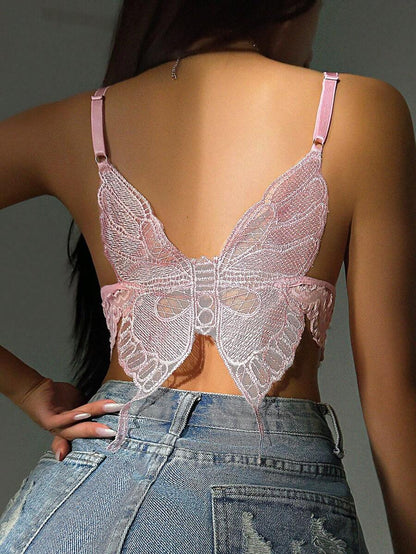 Butterfly Embroidery Mesh Bralette