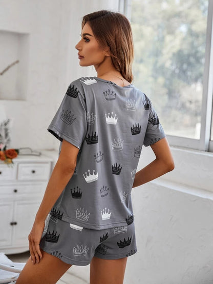 Cartoon Graphic Print Tee And Shorts Set