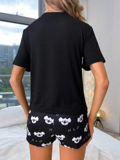 Cartoon Graphic Tee And Shorts Set